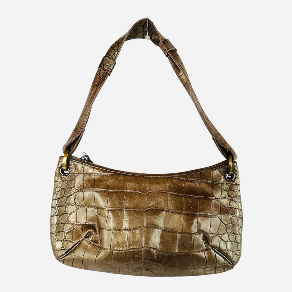 Donald J. Pliner Metallic Brown/Bronze Crocodile Shoulder Bag 2008